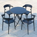 Table Pliable Vitré Ronde + 4 chaises plastique Hirondelle noir